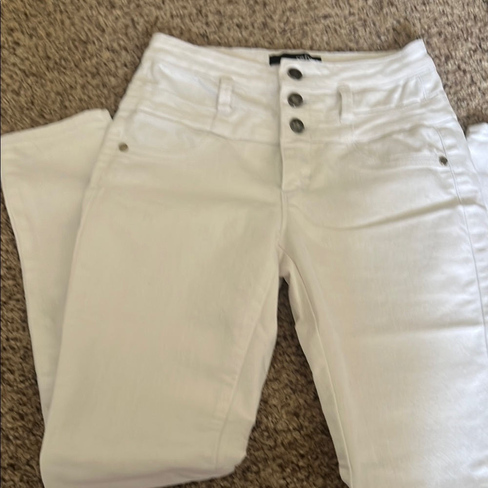 Refuge Women's High Rise White Jeans